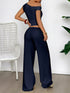 'Fleur' Off Shoulder Top and Wide Leg Pants Set - Celes Fashion